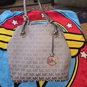 Michael Kors Gray MK Logo Tote Bag